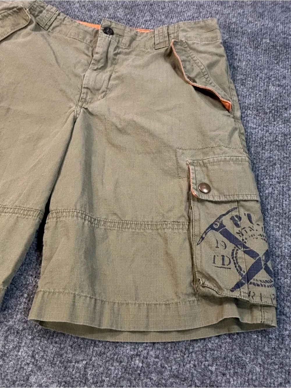 Polo Ralph Lauren Boys 12 Cargo Shorts Green Ripstop Mountain Div RL-65 Patch